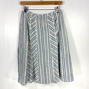 Tristan‎ Iseut Blue White Stripe Linen Midi Skirt Womens 4